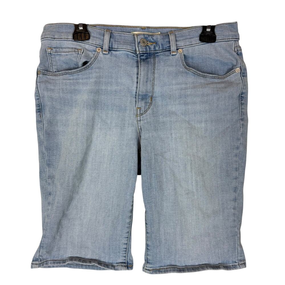 Levi's‎ Classic Bermuda Shorts Womens 30 Blue Denim Stretch Mid-Rise Zip Fly
